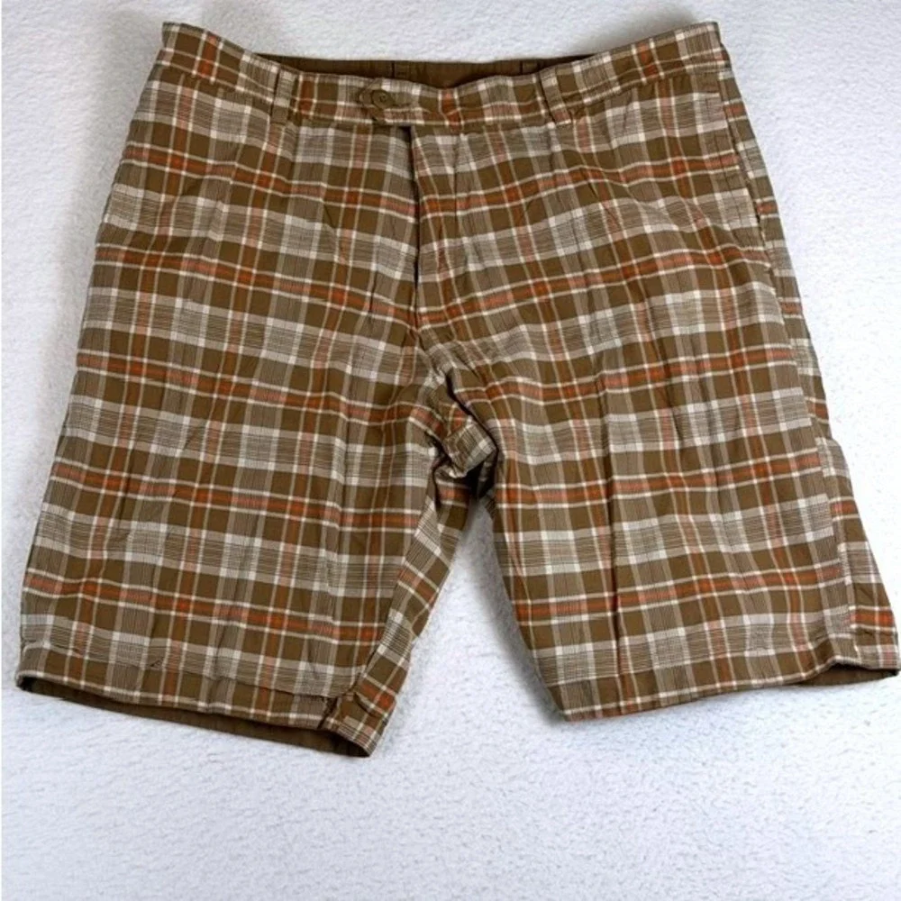 Banana Republic Mens Reversible Ripstop Plaid/Brown Shorts Size 40 Rare